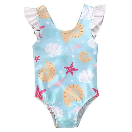 Nokpsedcb Infant Kid Baby Girl One-piece Swimwear Sleeveless Ruffles Shell Print Swimsuit Blue 0-6 Months
Nokpsedcb Infant Kid Baby Girl One-piece Swimwear Sleeveless Ruffles Shell Print Swimsuit Blue 0-6 Months