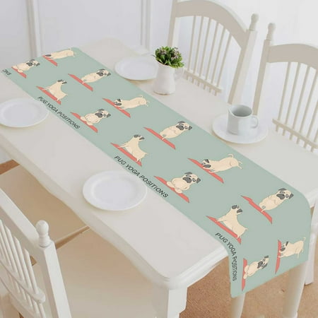 PKQWTM Cute yoga pugs set Cotton and Linen Table Runner Kitchen Dining Room Supplies Size 16x72 Inch
PKQWTM Cute yoga pugs set Cotton and Linen Table Runner Kitchen Dining Room Supplies Size 16x72 Inch