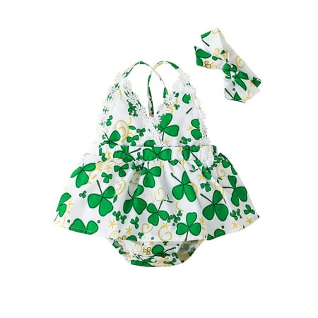Amuver Infant Baby Girl Irish Festival Jumpsuit Shamrock Print Sling V-Neck A-Line Romper + Bow Headband
Amuver Infant Baby Girl Irish Festival Jumpsuit Shamrock Print Sling V-Neck A-Line Romper + Bow Headband