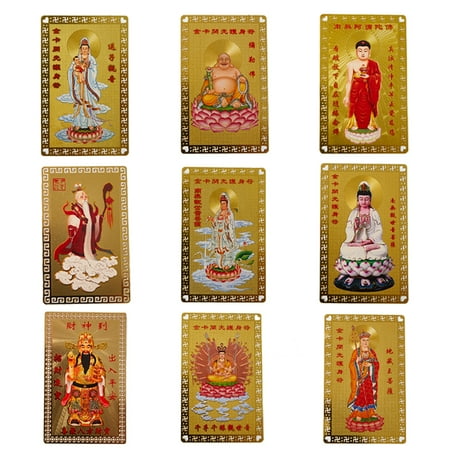 Collection Tibetan Buddhism Exquisite Copper Card Amulet Thangka Fortune Card