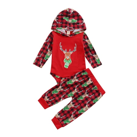 Nokpsedcb Infant Baby Boys Girls Christmas Clothes Sets Elk Plaid Print Hooded Romper Elastic Waist Trousers Red 6-12 Months
Nokpsedcb Infant Baby Boys Girls Christmas Clothes Sets Elk Plaid Print Hooded Romper Elastic Waist Trousers Red 6-12 Months