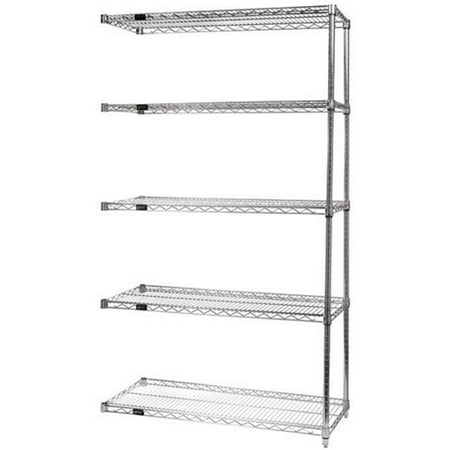5-Shelf Chrome Wire Shelving Add-On Unit - 18 x 30 x 54 in.