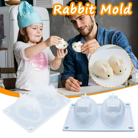 Krqap Silicone Molds Silicone 2 Cavity Of The Rabbit Cake Baking Tool Mould Baking Tray Dumpling Skin Maker Dumpling Moulds As Shown