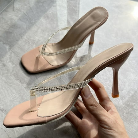 Zpanxa Slippers for Women Casual Sexy Toe Clip Rhinestone High Heel Square Toe Herringbone Slippers Flip Flops for Women Beige 42
Zpanxa Slippers for Women Casual Sexy Toe Clip Rhinestone High Heel Square Toe Herringbone Slippers Flip Flops for Women Beige 42