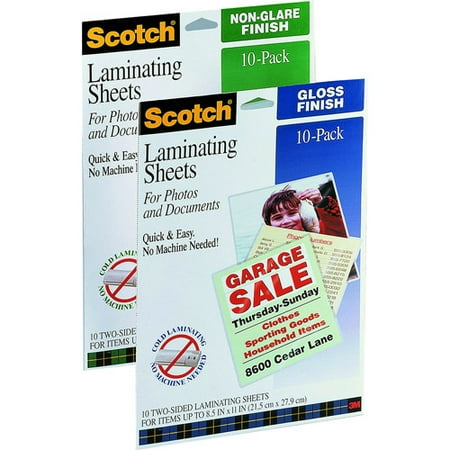 scotch 10pk laminating sheets self