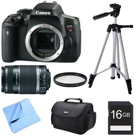 Canon EOS Rebel T6i Digital SLR Camera Body with EF-S 55-250mm Telephoto Lens, Compact Gadget Bag, 57-Inch Tripod, 58mm Protective Filter, 16GB Memory Card and Micro Fiber Cloth Canon EOS Rebel T6i Digital SLR Camera Body with EF-S 55-250mm Telephoto Lens, Compact Gadget Bag, 57-Inch Tripod, 58mm Protective Filter, 16GB Memory Card and Micro Fiber Cloth
