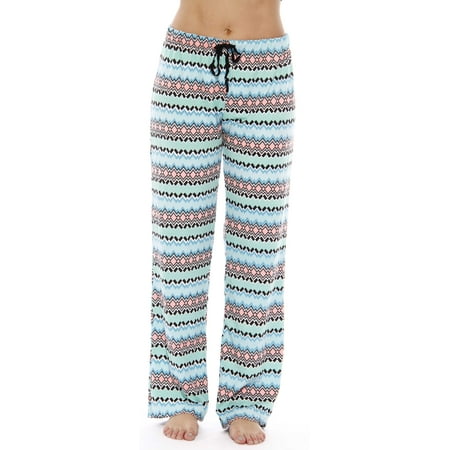 

Just Love Silky Soft Women Pajama Pants with Stretch PJs Sleepwear (Paradisio Turquoise Coral 1X)