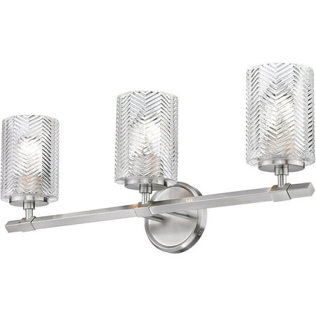 Brushed Nickel Tone Finish Bathroom Vanity 25 Wide Clear Glass Shade Steel Material Medium 3 Light Fixture
Brushed Nickel Tone Finish Bathroom Vanity 25 Wide Clear Glass Shade Steel Material Medium 3 Light Fixture