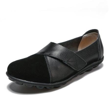 Women‘s Slip-on Loafers Round Toe Comfy Flat Shoes Women‘s Hook And Loop Fastener Cozy Footwear