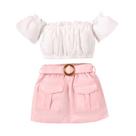 Mikrdoo Newborn Baby Girls Outfits Off The Shoulder Solid Color Tops Belt Pocket Skirts 2Pcs Summer Nice Apparel Clothes Set White 6-9 Months
Mikrdoo Newborn Baby Girls Outfits Off The Shoulder Solid Color Tops Belt Pocket Skirts 2Pcs Summer Nice Apparel Clothes Set White 6-9 Months