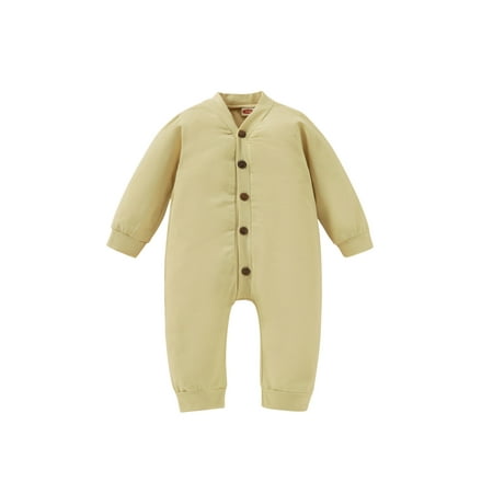 Calsunbaby Babys Casual Long Sleeve Jumpsuit Solid Color V-neck Button Down Long Romper
Calsunbaby Babys Casual Long Sleeve Jumpsuit Solid Color V-neck Button Down Long Romper