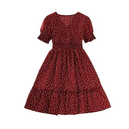 B91xZ Girls formal Dresses Girl s Casual Dress Summer Scoop Neck Shorts Sleeve Chiffon Dot Print Plain Sundress Dress Red Sizes 8-9 Years
B91xZ Girls formal Dresses Girl s Casual Dress Summer Scoop Neck Shorts Sleeve Chiffon Dot Print Plain Sundress Dress Red Sizes 8-9 Years