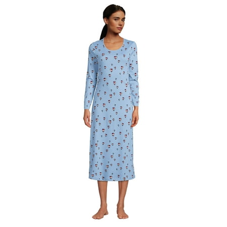 Lands End Women s Tall Supima Cotton Long Sleeve Midcalf Nightgown
