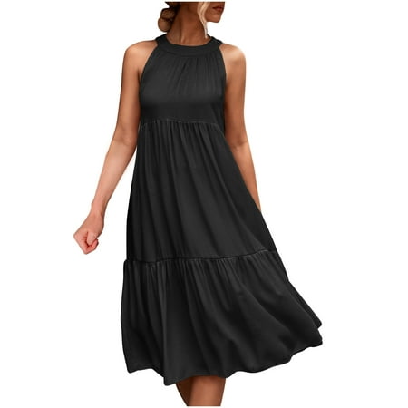 Charella Fashion Women Summer Halter Neck Casual Solid Color Sleeveless Splicing A Buckle Dress Skirt Black L
Charella Fashion Women Summer Halter Neck Casual Solid Color Sleeveless Splicing A Buckle Dress Skirt Black L