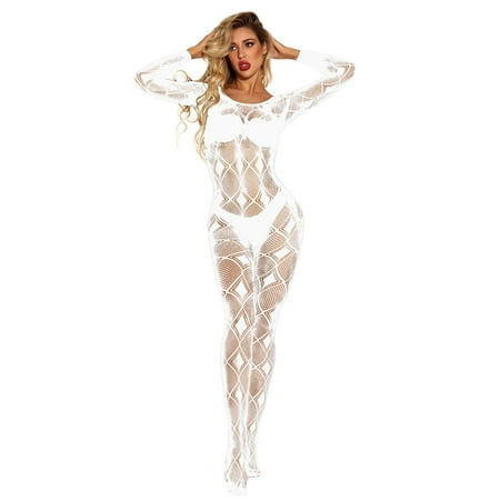 ICQOVD Women Fishnet Babydoll Lingerie Underwear Nightwear Sleepwear Bodysuit