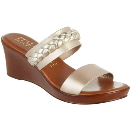 Italian Shoemaker Womens Santos Wedges 10 Platinum