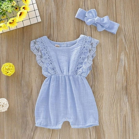 Promotion Clearance Summer Newborn Toddler Girls Rompers Set Flare Sleeve Solid Print Lace Design Bodysuit Jumpsuit With Headband
Promotion Clearance Summer Newborn Toddler Girls Rompers Set Flare Sleeve Solid Print Lace Design Bodysuit Jumpsuit With Headband