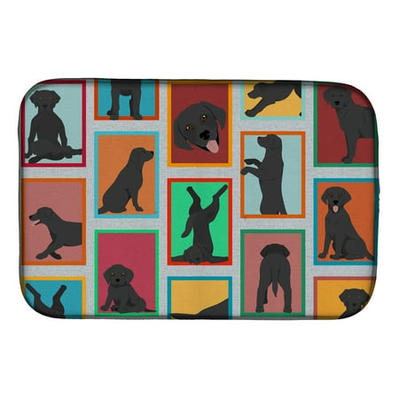 Lots of Black Labrador Retriever Dish Drying Mat 14 in x 21 in