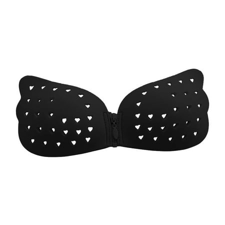 Ocuuer Hollow Breathable Zipper Invisible Bra Strapless Chest Sticker (Black B)