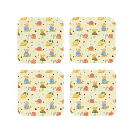 Honeii Colorful Cartoon Snail Print Leather Coaster Set of 4 Ideal for Safeguarding Your Furniture from Drinks Spills and Effortless Cleanup-Square
Honeii Colorful Cartoon Snail Print Leather Coaster Set of 4 Ideal for Safeguarding Your Furniture from Drinks Spills and Effortless Cleanup-Square