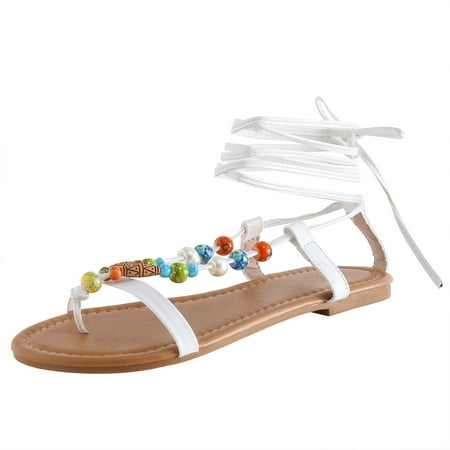 Women Summer Bead Decoration Beach Lace Up Casual Open Toe Flat Soft Bottom Breathable Shoes Sandals
Women Summer Bead Decoration Beach Lace Up Casual Open Toe Flat Soft Bottom Breathable Shoes Sandals
