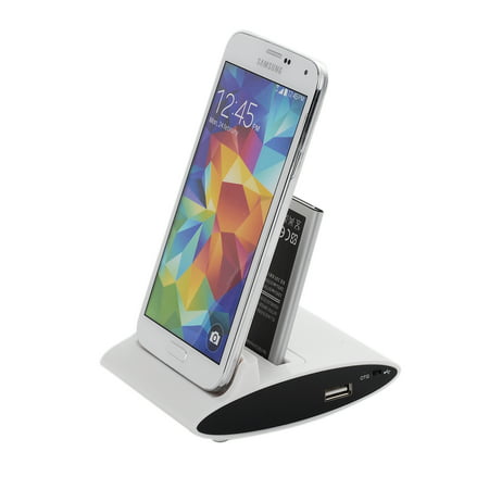 VicTsing Dual Desktop Charger Cradle Charging Dock Station for Samsung Galaxy S4 S IV i9500 Support Charging Spare Battery-White