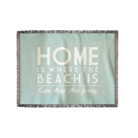 Cape May, New Jersey - Home is Where the Beach is - Simply Said - Lantern Press Artwork (60x80 Woven Chenille Yarn Blanket)