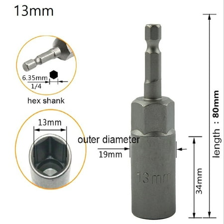 1PCS 80mm Length 1/4 Hex DriveSocket Impact Nut Bolt Drill Bits