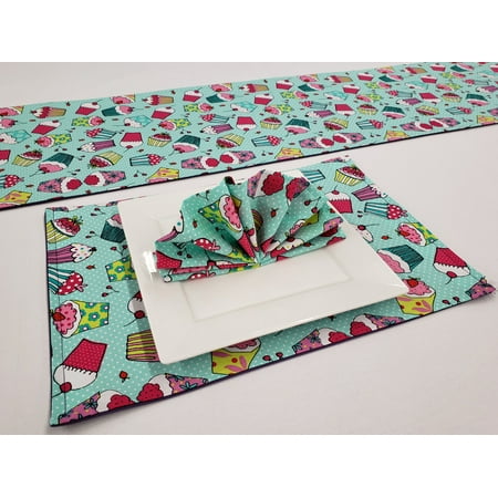 Teal Cupcake Placemat Table Runner Cloth Napkins Set by Penny s Needful Things (4 Napkins & 4 Placemats) (6 Feet Long Table Runner) (White)
Teal Cupcake Placemat Table Runner Cloth Napkins Set by Penny s Needful Things (4 Napkins & 4 Placemats) (6 Feet Long Table Runner) (White)