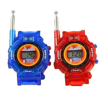 1 Pairs Children Toy Walkie Talkie Child Wrist Watches Real Time Display Interphone Color:Pictured