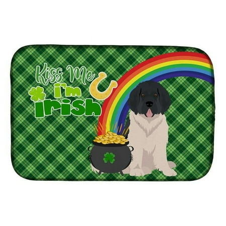 21 x 14 in. Landseer Newfoundland Saint Patricks Day Dish Drying Mat