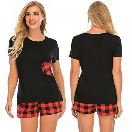 Monfince Women Tops Pants Homewear Set Casual Female Plaid Heart Short Sleeve Shorts Pajamas 2-piece
Monfince Women Tops Pants Homewear Set Casual Female Plaid Heart Short Sleeve Shorts Pajamas 2-piece