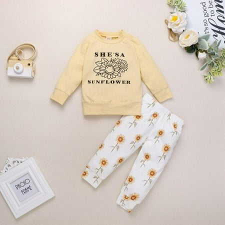 Clearance Autumn Children Clothes Suit Casual Pullover Sun Flower Sweater + Trousers Two-piece Set Kids Homesuit Yellow 80-110cm
Clearance Autumn Children Clothes Suit Casual Pullover Sun Flower Sweater + Trousers Two-piece Set Kids Homesuit Yellow 80-110cm