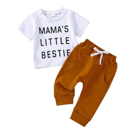 Calsunbaby Newborn Baby Boys Summer Clothes Letter Print Short Sleeve T-shirt Tops Casual Drawstring Pants Set Khaki 0-3 Months
Calsunbaby Newborn Baby Boys Summer Clothes Letter Print Short Sleeve T-shirt Tops Casual Drawstring Pants Set Khaki 0-3 Months