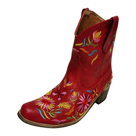 Bnwani Sandals Shoes for Women Fashion Embroidered Cowboy Riding Boots Casual Warm Middle Heels Middle Tube Short Boots Shoes Red 7
Bnwani Sandals Shoes for Women Fashion Embroidered Cowboy Riding Boots Casual Warm Middle Heels Middle Tube Short Boots Shoes Red 7