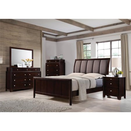 Coaster Maddison 4 Piece Upholstered Queen Bedroom Set in Taupe Gray