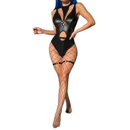 Lingerie Womens Halter Neck Bodysuit With Pu Bright Face Fishing Net Socks Garter Belt Womens Underwear
Lingerie Womens Halter Neck Bodysuit With Pu Bright Face Fishing Net Socks Garter Belt Womens Underwear