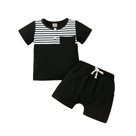 Baby Boys Shorts Set Short Sleeve Striped T-shirt with Elastic Waist Shorts Summer Outfit(0-24Months,2-3Years)
Baby Boys Shorts Set Short Sleeve Striped T-shirt with Elastic Waist Shorts Summer Outfit(0-24Months,2-3Years)