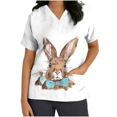 Easter T Shirt Ladies US Summer Scrub Tops for Women Happy Easter T-Shirt V Neck Comfy Loose Fit Cute Rabbit Shirts Bunny Tees Short Sleeve Pockets Flared Nursing Working Uniform Workwear Tops
Easter T Shirt Ladies US Summer Scrub Tops for Women Happy Easter T-Shirt V Neck Comfy Loose Fit Cute Rabbit Shirts Bunny Tees Short Sleeve Pockets Flared Nursing Working Uniform Workwear Tops