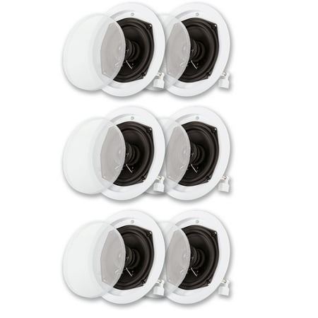 Acoustic Audio R191 In Ceiling \/ In Wall Speaker 3 Pair Pack 2 Way Home Theater 1200 Watt R191-3PR