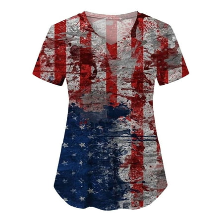 4th Of July American Flag Tops Women s Scrubs Top Print Daily Summer Shirts O Neck Tank Print Blouse Short Sleeve Loose Caring Workwear Blouse With Pocket Women s Working Uniform Nursing
4th Of July American Flag Tops Women s Scrubs Top Print Daily Summer Shirts O Neck Tank Print Blouse Short Sleeve Loose Caring Workwear Blouse With Pocket Women s Working Uniform Nursing