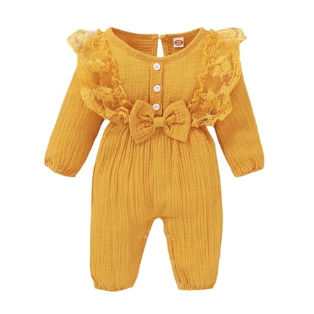 Kucnuzki Infant Girl Clothes 18 Months Infant Girl Fall-Winter Bodysuit 24 Months Infant Girl Long Sleeve Solid Color Ruffled Lace Layer Bowknot Casual Bodysuit Yellow
Kucnuzki Infant Girl Clothes 18 Months Infant Girl Fall-Winter Bodysuit 24 Months Infant Girl Long Sleeve Solid Color Ruffled Lace Layer Bowknot Casual Bodysuit Yellow