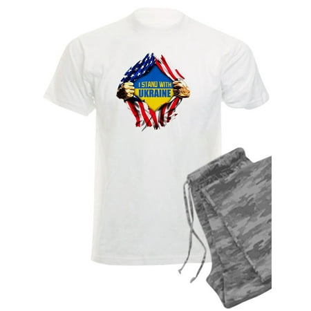 CafePress - I Stand With Ukraine Support Ukraine Flag Pajamas - Men s Light Pajamas