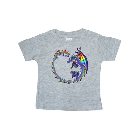 Inktastic Rainbow Dragon with Sword Gift Baby Boy or Baby Girl T-Shirt