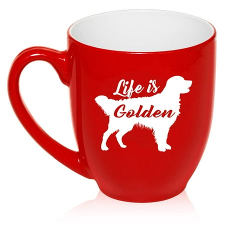 

Golden Retriever Life is Golden Ceramic Coffee Mug Tea Cup Gift for Her Him Women Men Wife Husband Mom Dad Daughter Friend Cute Birthday Anniversary Puppy Dog Lover (16oz Red)