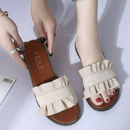 Promotion Clearance Women Fashion Suede Leather Slippers Summer Sandals Shoes Quality Fungus Outdoor Foot Wear Casual Slides Shoes white 39
Promotion Clearance Women Fashion Suede Leather Slippers Summer Sandals Shoes Quality Fungus Outdoor Foot Wear Casual Slides Shoes white 39