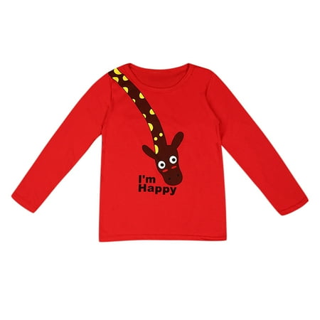 Little Boys Cartoon Letter Giraffe Tops T Shirt Sweatshirt Pullover