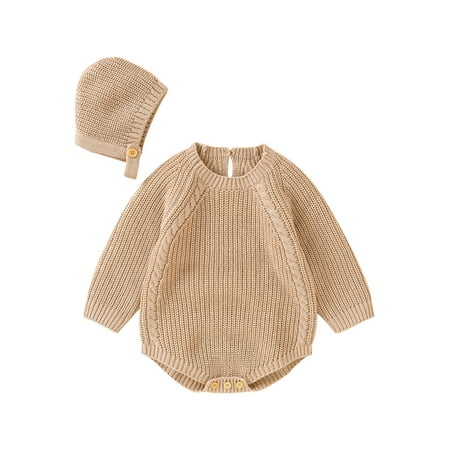 Gureui 2Pcs Toddler Infant Baby Girl Fall Winter Knit Romper Set Casual Solid Color Long Sleeve Round Neck Romper with Hat
Gureui 2Pcs Toddler Infant Baby Girl Fall Winter Knit Romper Set Casual Solid Color Long Sleeve Round Neck Romper with Hat