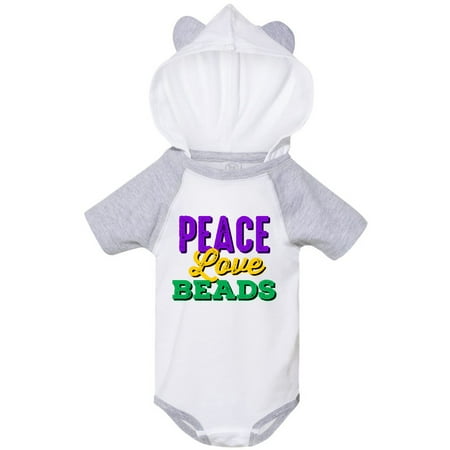 Inktastic Mardi Gras Peace Love Beads Gift Baby Boy or Baby Girl Bodysuit