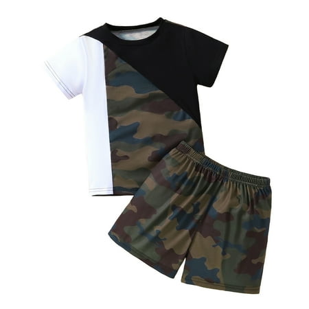 Summer Outfits Set For Kids Boys Baby Toddler Short Sleeve Color Block Camouflage Prints T Shirt Tops Shorts Pants Outfits For 7-8 Years
Summer Outfits Set For Kids Boys Baby Toddler Short Sleeve Color Block Camouflage Prints T Shirt Tops Shorts Pants Outfits For 7-8 Years
